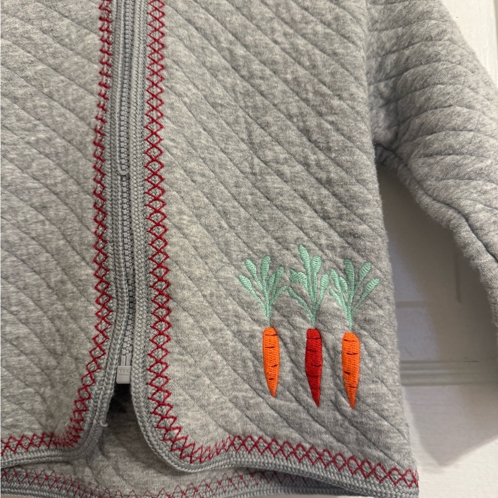Hanna Andersson Gray Quilted Jacket with Red Accents